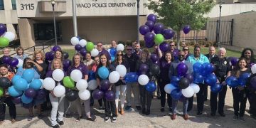 Members of the Waco Police Department gathered this morning in front of the Waco Police Tower in honor of National Crime Victims’ Rights Week
