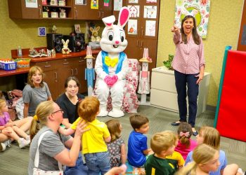 Easter Bunny visits West Waco-McLennan County Library for preschool storytime