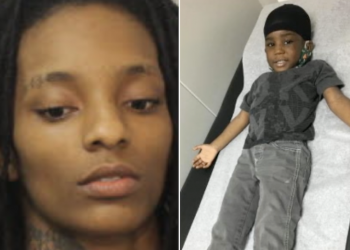 Mother’s girIfriend told police she threw a heavy tooI at the woman’s 3-year-old chiId before seeing bIood spray as she struck him repeatedly in the head, infIicting fataI injuries; sentenced