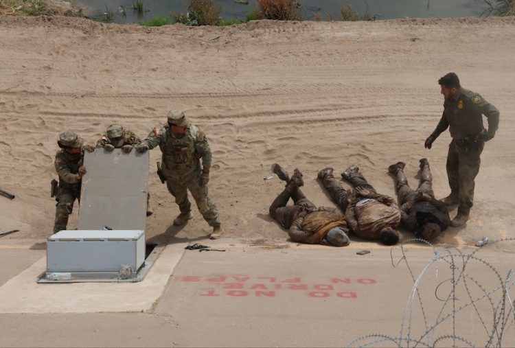 Texas Military Department assists U.S. Border Patrol in detaining three suspects attempting to evade law enforcement and cross the border illegally