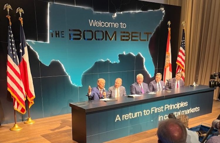 Governor Abbott participates in press conference hosted by Texas Stock Exchange, highlighting Texas and Southeast Boom Belt as drivers of American prosperity