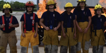 Students visit TCFD Station 4 and training field for hands-on firefighter training through Fire Academy program